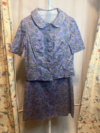 Ladies Suit Set Floral Pattern Purple Used