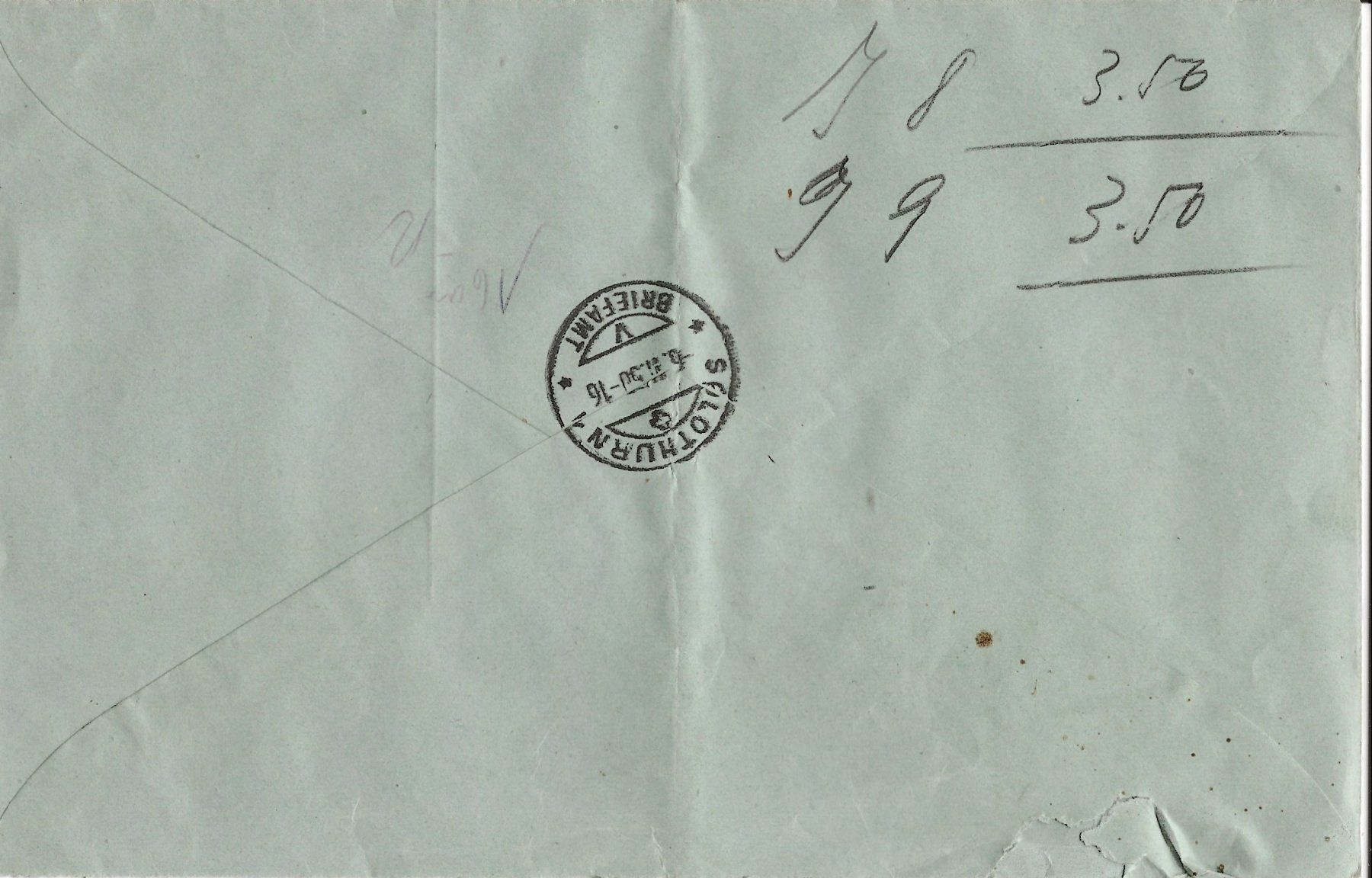 Ansichtskarten: Eilsendung, Express, 1950, Viererblock, Olten – Gebraucht aus Frauenfeld von Merk52 1
