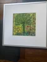 TextilArt Unikat Bild, Rahmen 30x30/ Bild 15.5x15.5 cm