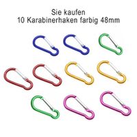 10 Stk. Karabinerhaken aus Alu 48 mm, Farbe: s. Beschreibung