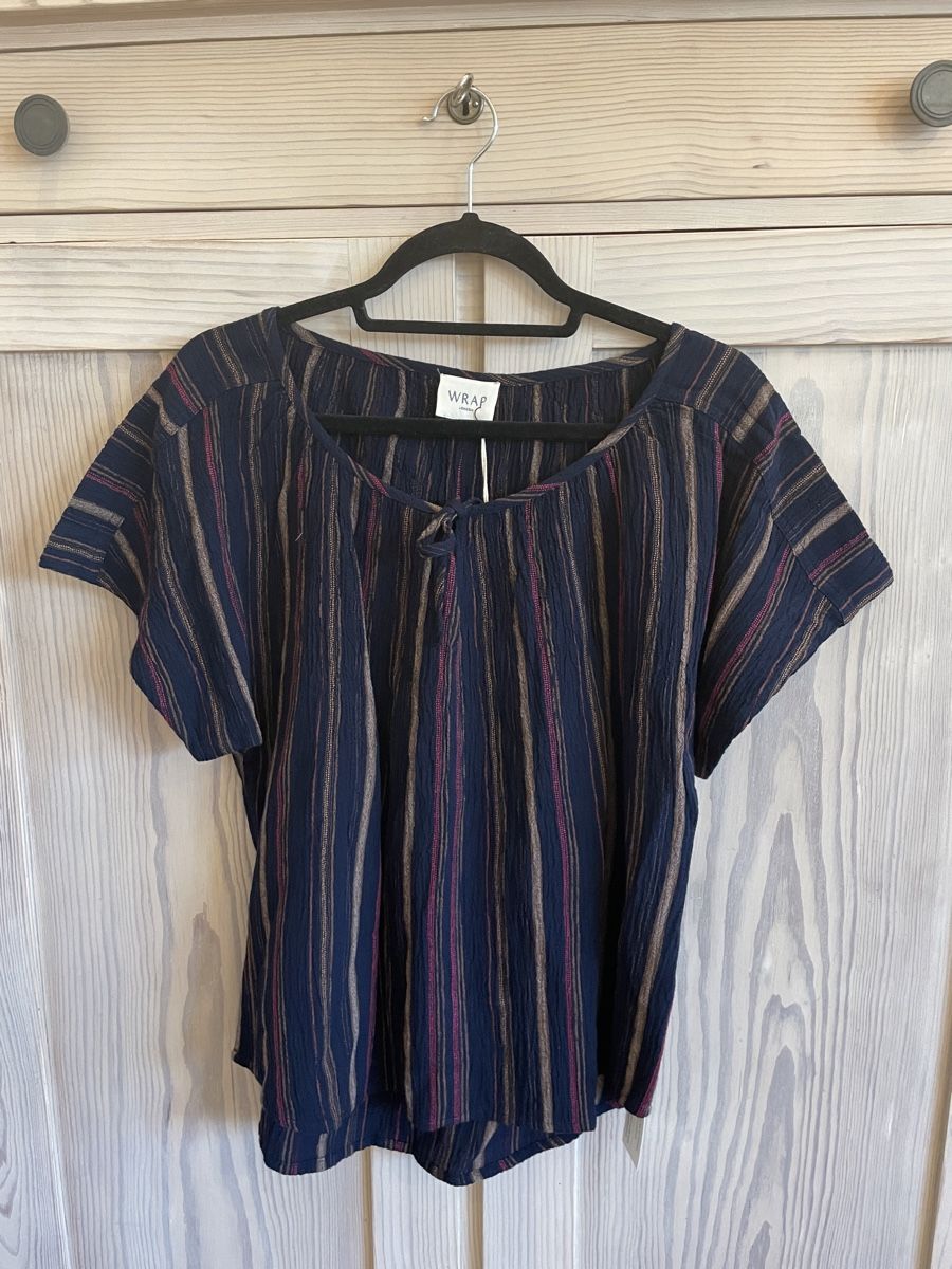 Blusen: Neu Gestreifte Sommerbluse, Wrap, 38 dunkelblau – Neu (gemäss Beschreibung) aus Basel von non_vn79 1
