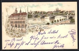 Litho Basel, Teilansicht mit Brücke, Ra