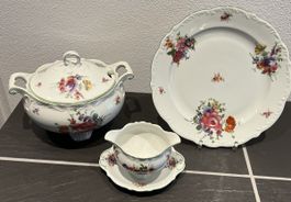 Vintage Speiseservice mit Blumenmuster, 3 Teile, Top Zustand