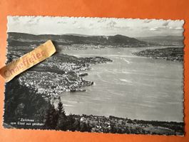 Originale Vintage Ansichtskarte Zuerichsee vom Etzel aus. 