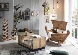 Sitzbank mit Truhe ROMANTEAKA Boot Teak 145 cm
