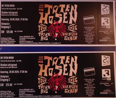2 x "Die Toten Hosen" - Stehplatz Zurich 20.6.2026