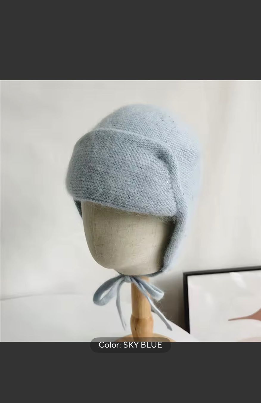 Copricapi, berretti & cappellini: Angora-Mütze hellblau mit Glitzer, Winter – Usato da Zürich venduto da rit_g825 4