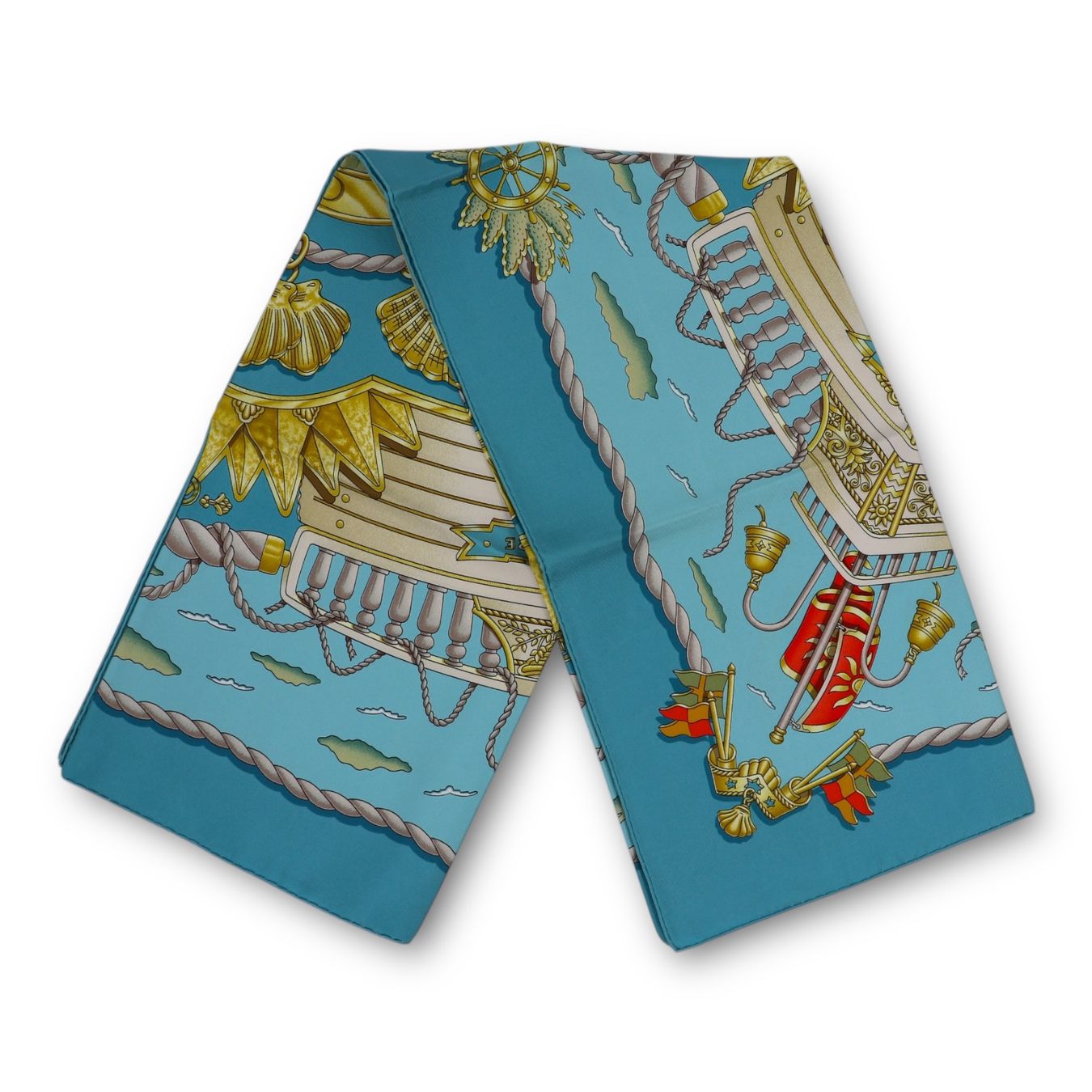 Hermès Foulard & Sciarpe: Hermès Carré "Railing" blau – Usato da Binningen venduto da Designerlabels 6