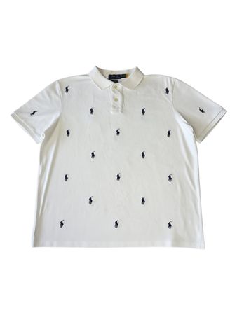 Polo Ralph Lauren blanc Multi logo bleu - XL QR code #25