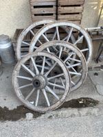 Alte Wagonräder Holz 4 Stk. als Deko gut erhalten