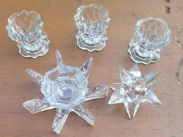 Lot de 5 bougeoirs en verre divers modèles état neuf
