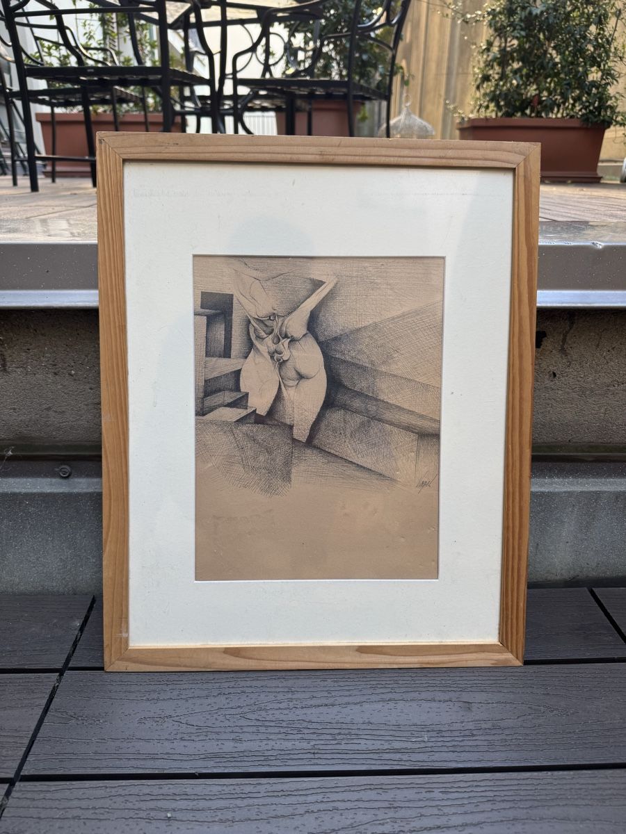 Dipinti: Disegno originale di Vogel con cornice in legno – Usato da Genève venduto da Atelier.Curio 5