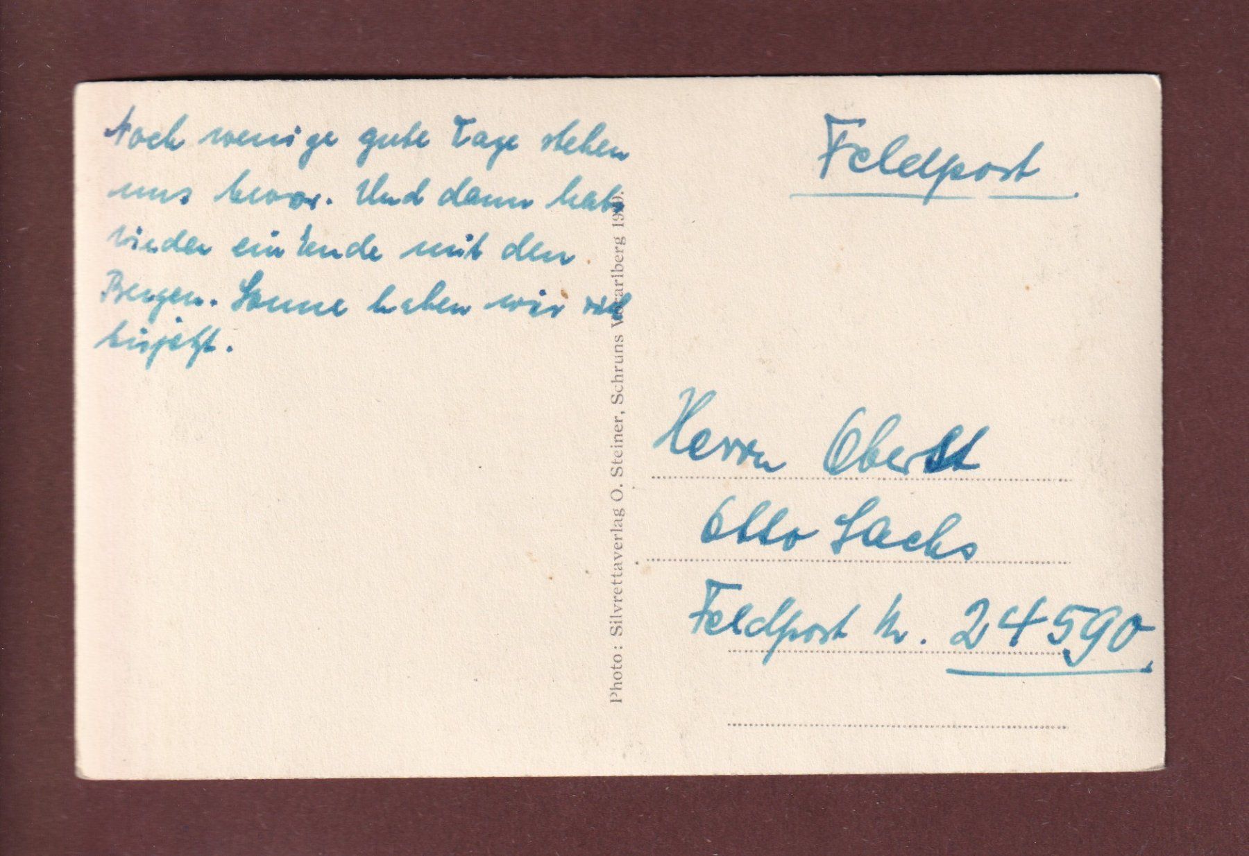 Cartes postales: RHÄTIKON von der Wormserhütte - Feldpost – D'occasion à Pully par nicecards 1