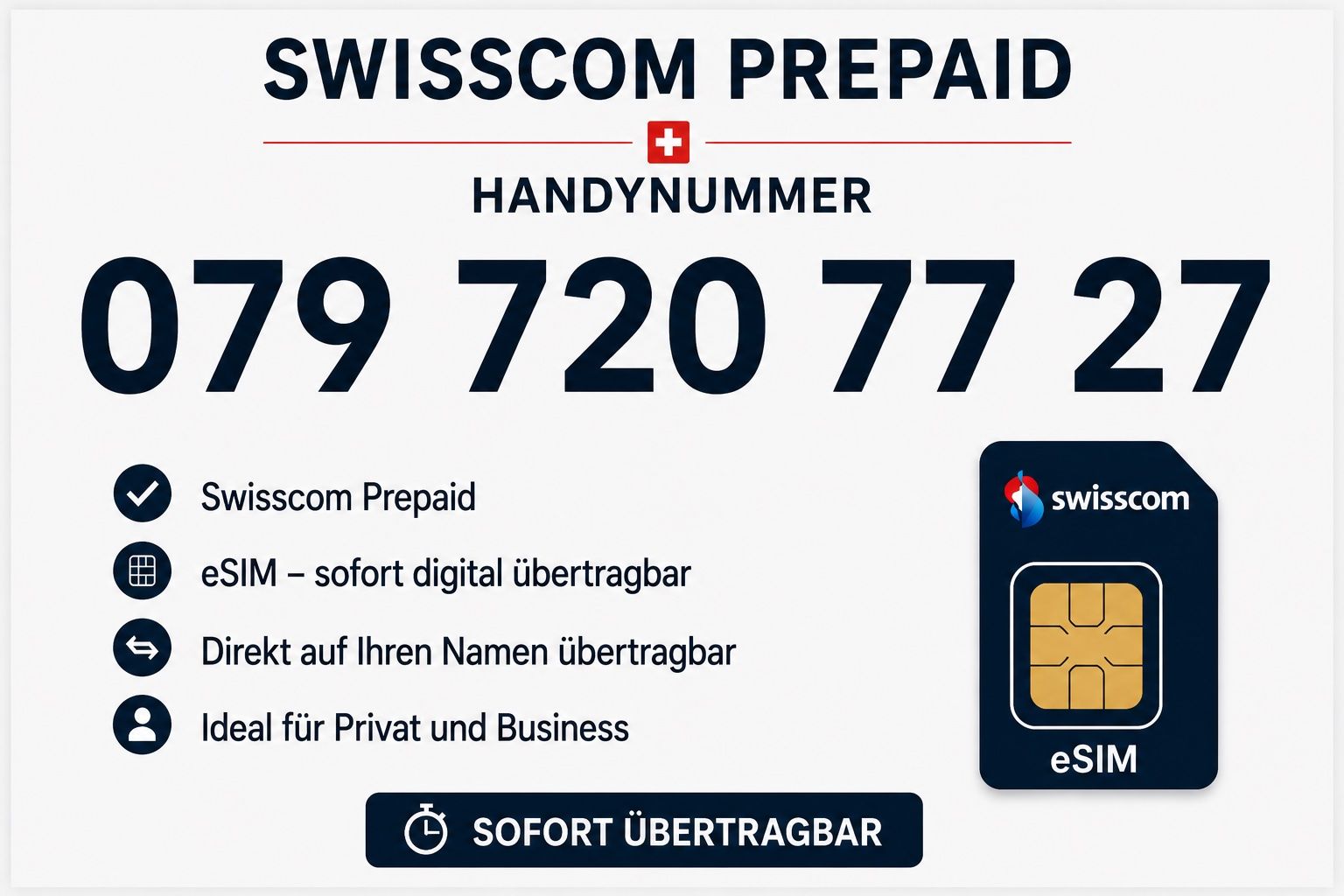 Swisscom Portables: Handynummer Prepaid 079 – Neuf avec emballage d'origine à Triengen par Ike67