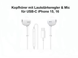 USB-C Kopfhörer mit Mic & Lautstärkeregler für iPhone etc.