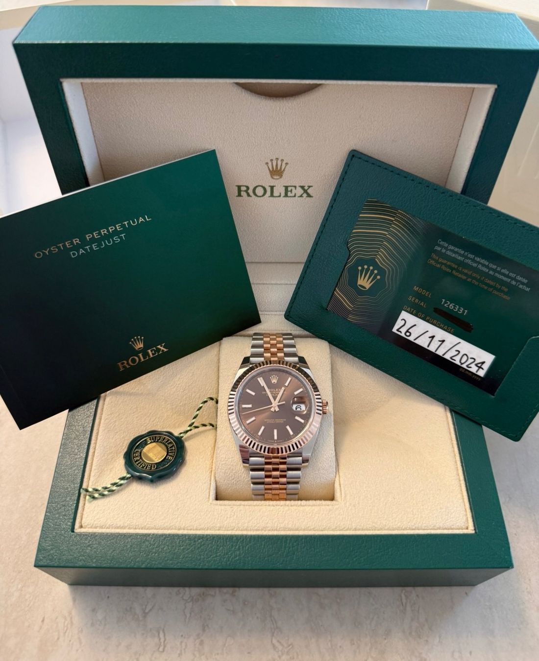 Rolex Orologi: Rolex Datejust 41 Ref. 126331 Chocolate, Full Set, 11/2024 – Nuovo (secondo la descrizione) da Recherswil venduto da premierwatch