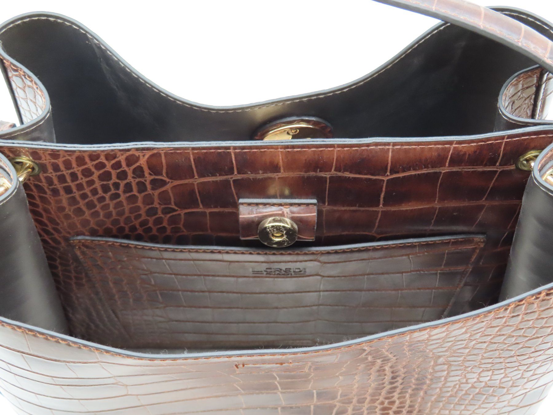 L.Credi Borse: L.CREDI Handtasche aus Krokodil-Imitat – Usato da Reinach BL venduto da WBZ-Flohmarkt 6