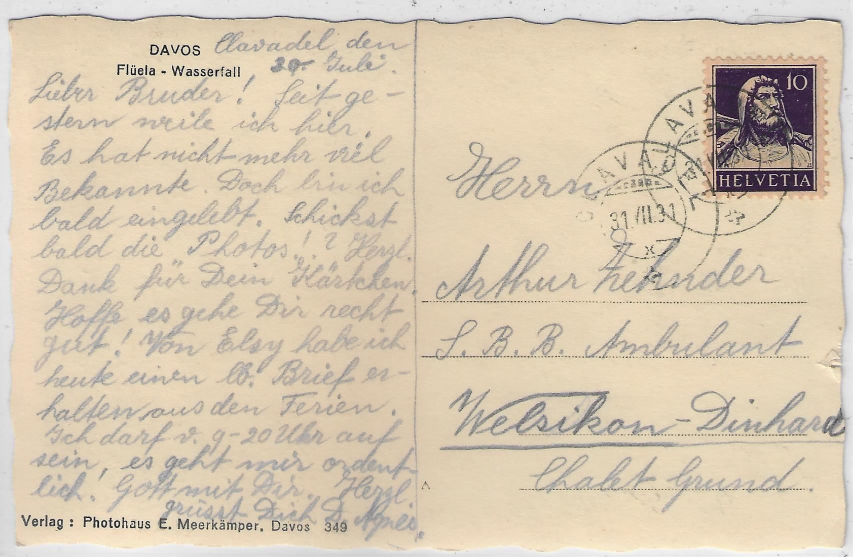 Cartoline postali: Davos - Flüela-Wasserfall – Usato da Ettingen venduto da Kartenplanet 1