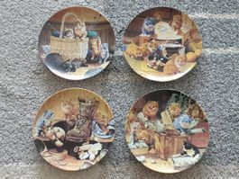4 Teller Katzen