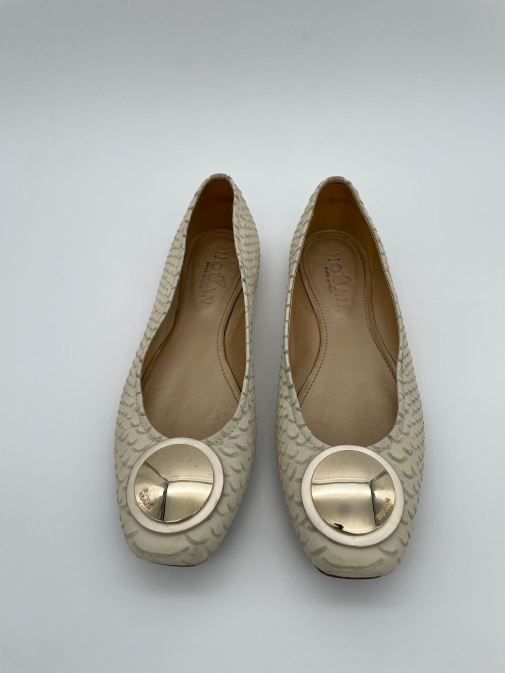 Hogan Scarpe da donna: Hogan H-Button Ballerina EU 36.5 Beige – Usato da Zürich venduto da shoe_shop 4