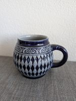 Bierkrüge Marzi und Remy Blau Grau Karo Ornamente