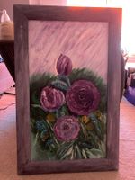 Ölgemälde mit Rosen, gerahmt in einem Holzrahmen