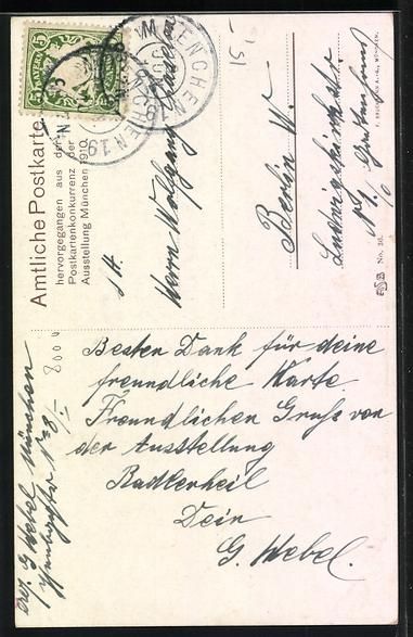 Cartoline postali: sign. Ludwig Riegler: München, Postkart – Usato da Berlin venduto da bartko-reher 1