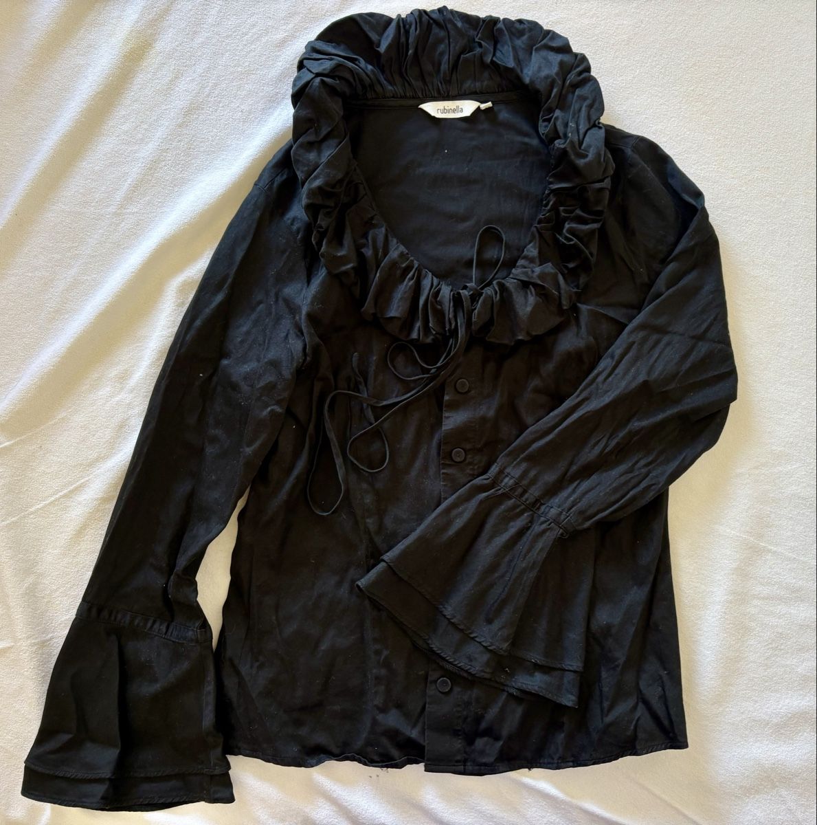 Camicette: Rubinella Black Ruffle Blouse Size 42 - Great Condition – Usato da Zürich venduto da Marianavalente