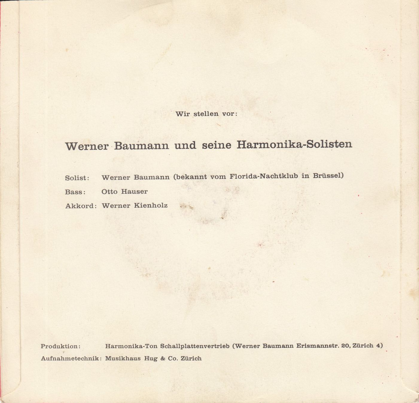 Dischi in vinile: Werner Bauman Vinyl EP CH – Usato da Volketswil venduto da Abcrecords 1