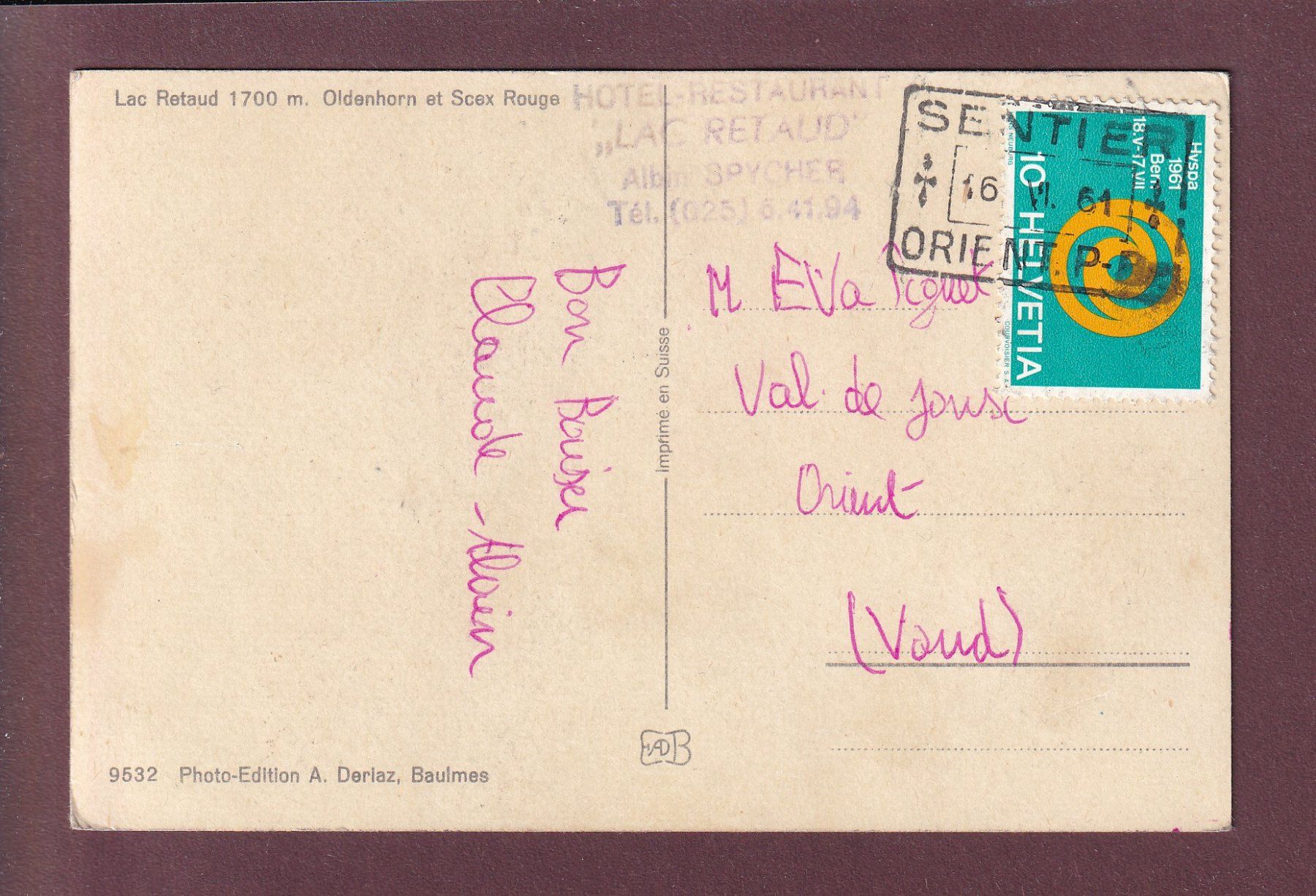 Ansichtskarten: LAC RETAUD - 1961 obl. Train – Gebraucht aus Pully von nicecards 1