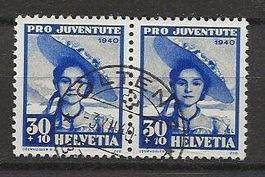 1940 JUVENTUE 30 Rp. im Paar ZUGERIN, gestempelt