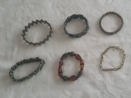 7 Damen Armbänder, Modeschmuck, Armreifen, Perlen