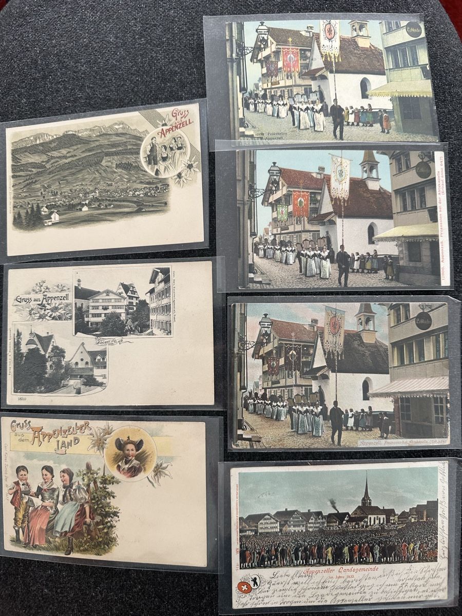 Cartoline postali: Lot von 7 Lithos Appenzell – Usato da Wettingen venduto da Phibras