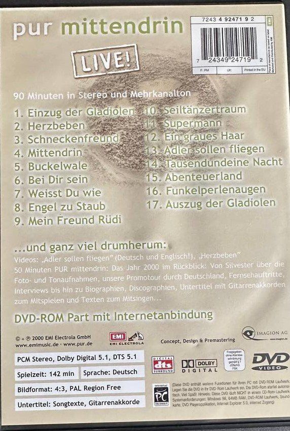 Alle DVDs: PUR - Mittendrin Konzert DVD Live Musik – Gebraucht aus Beringen von Mantafisch1 1