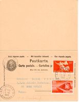 Doppelpostkarte , alte Marken (ungültig) neuer Stempel 1969