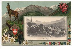 FRUTIGEN Präge-/Relief-AK Bergsteiger - gel. 1917 Ambulant