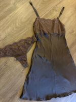 Nachthemd / Negligée in schokobraun in Grösse S mit Tanga