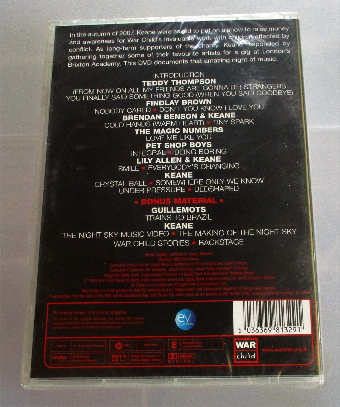 Tutti i DVDs: KEANE - Curate A Night For War Child - NEU/OVP – Nuovo e nell'imballaggio originale da Wattwil venduto da Muriel10 1