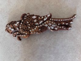Leopard Gurtschnalle bronze Bling