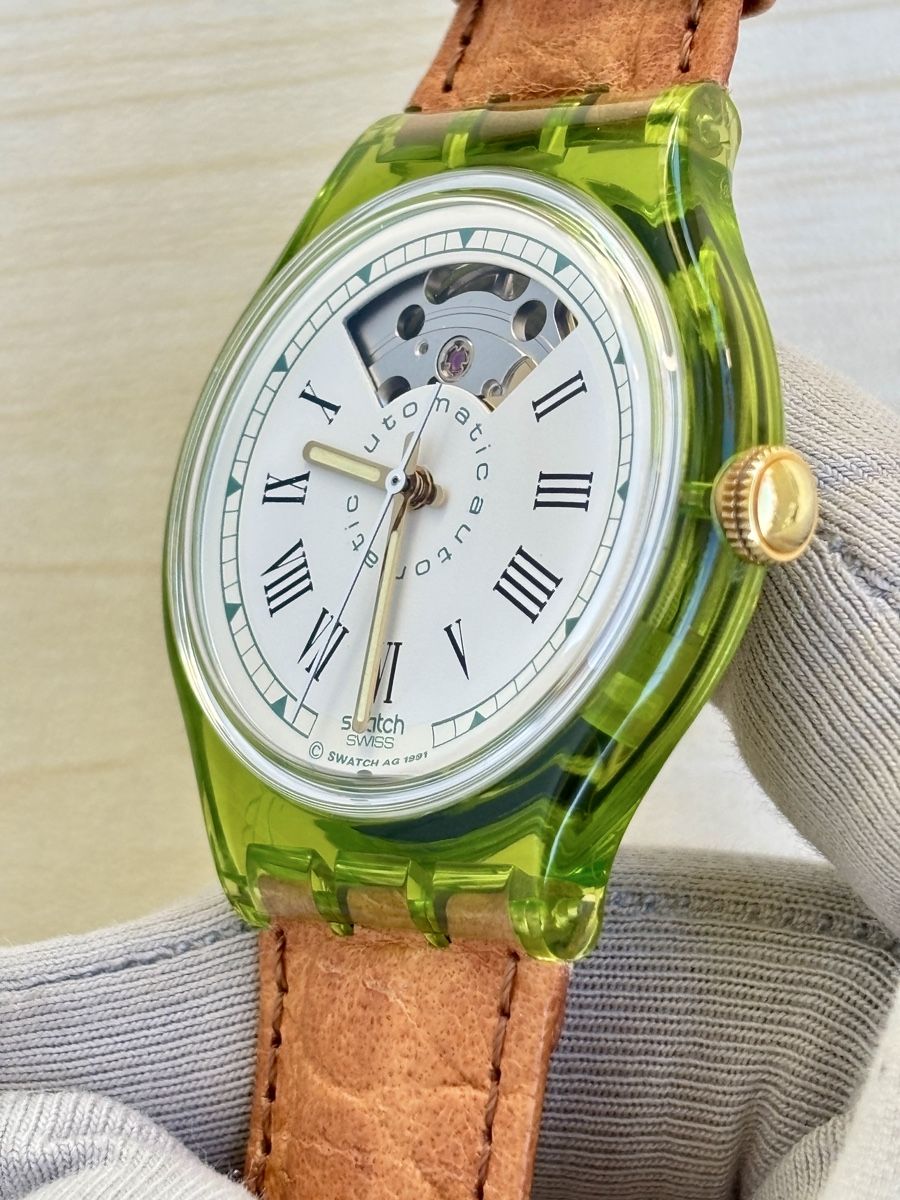 Swatch Orologi: Swatch Automatic Uhr grün transparent mit Box 1991 – Nuovo (secondo la descrizione) da Grenchen venduto da chththl 5