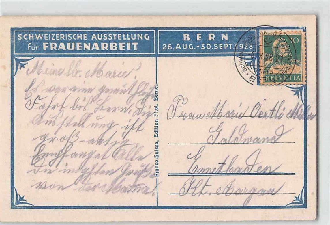 Cartoline postali: FRAUENARBEIT 1928 mit Sonder-Stempel – Usato da Winterthur venduto da SchatzchischtliWinti 1