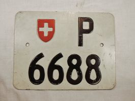 Altes Schweizer PTT Mofa Nummernschild, Sammlerstück