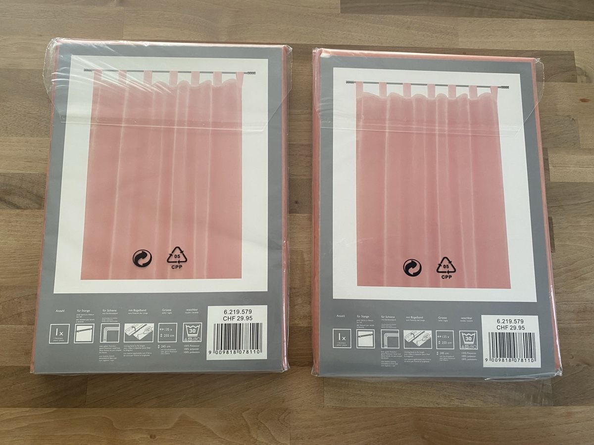Tende: 2 Voile Vorhänge rosa 135x245cm neu – Nuovo e nell'imballaggio originale da Alchenflüh venduto da smart- 1