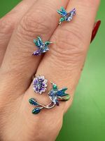 Schmuckset Kolibri und Blume aus 925er Sterlingsilber 