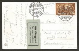 Flugpost Schweiz 1923 Zürich Basel Luftpost