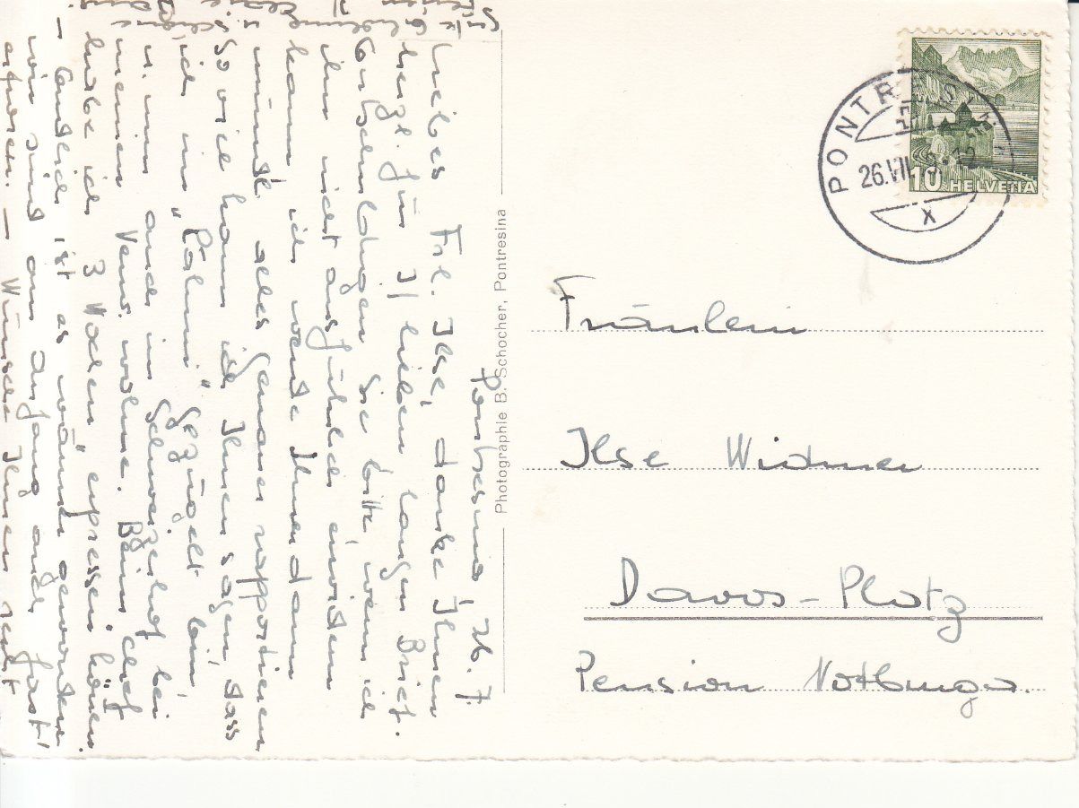 Cartoline postali: Pontresina 1949 – Usato da Bürglen TG venduto da StampGraf 1