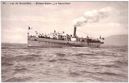 Lac de NEUCHÂTEL - Bateau-Salon "Le Neuchâtel" ca. 1910 (NE)