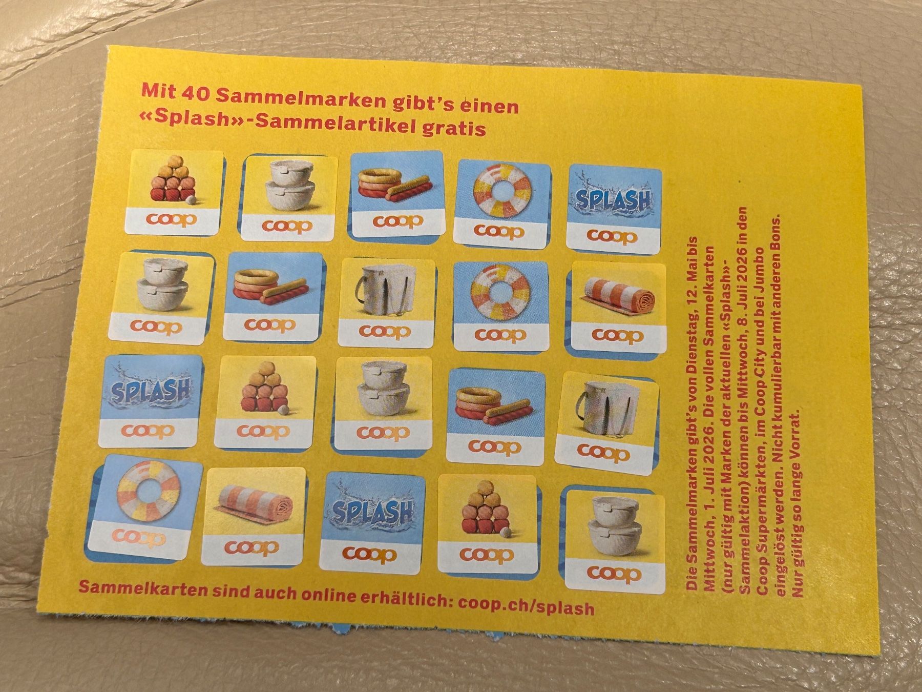 Coop Raccolte di bollini & punti: 40 Coop Trophy Marken Splash – Usato da Aeugst am Albis venduto da Monet09