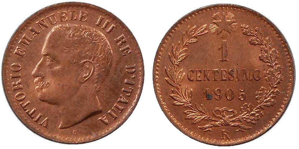 Tutti le monete: Italien, 1 Cent. 1905 Roma – Usato da Chiasso venduto da Novamarketing