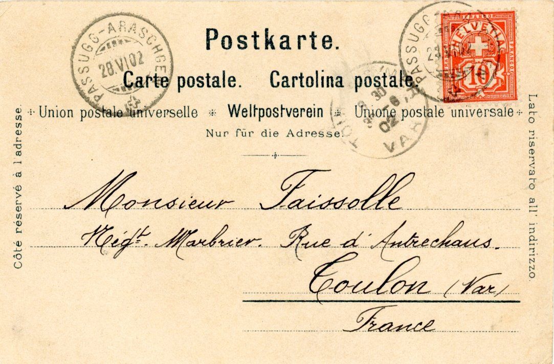 Cartoline postali: Passugg   GR   bei Chur mit Araschgen      um 1902 – Usato da Brig venduto da Valcards54 1